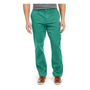 CLUBROOM Mens Green Flat Front Straight Leg Classic Stretch Chino Pants W36/ L30